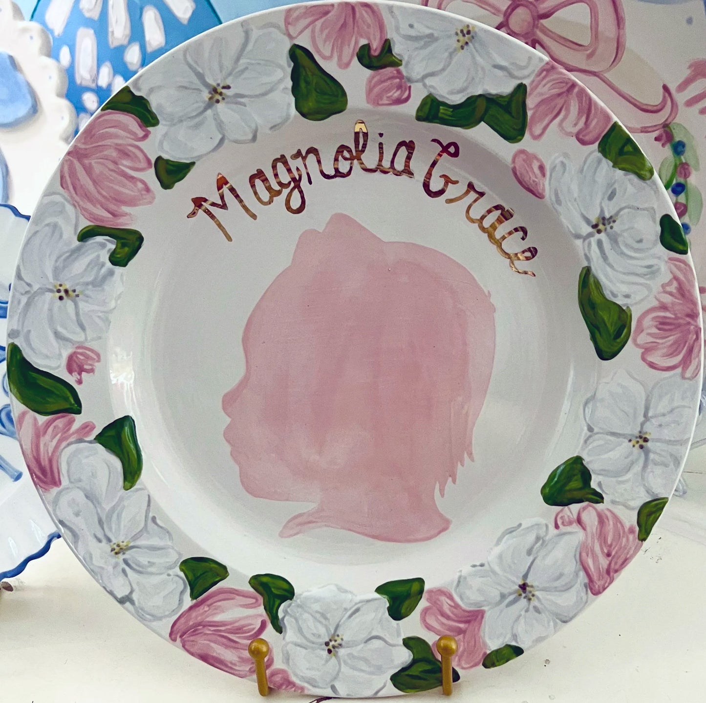 The Original Silhouette Plate - Magnolia Border