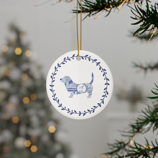 Dog Ornaments, Basset Hound Chinoiserie Style