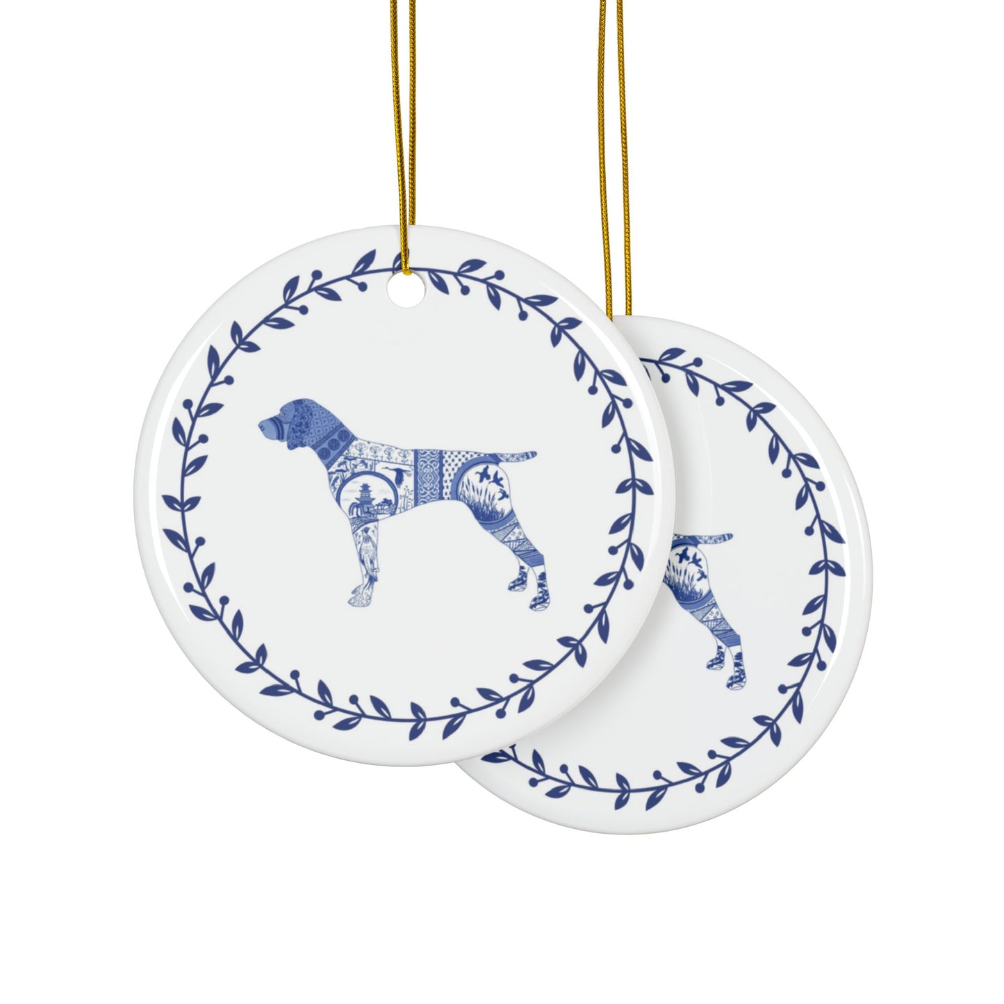 Dog Ornaments, German Shorthair Pointer Chinoiserie Style