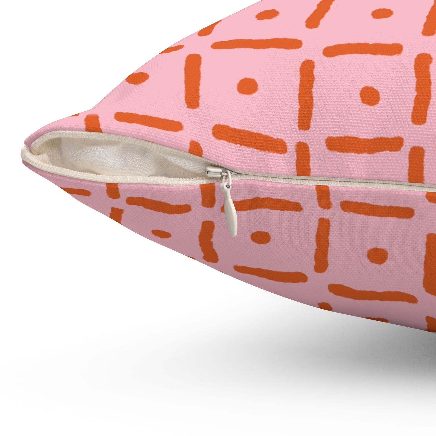 Playful Dotted Squares Throw Pillow - Orange on Pink