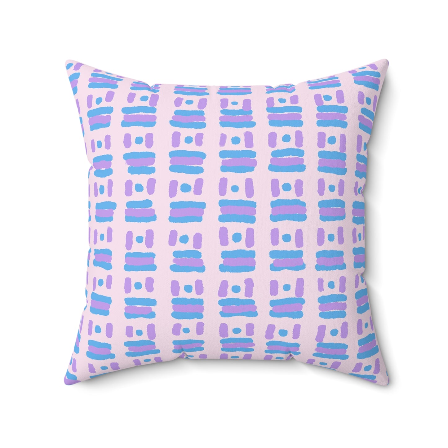 Dots and Dashes Freehand - Cute Blue and Lavender on Pink