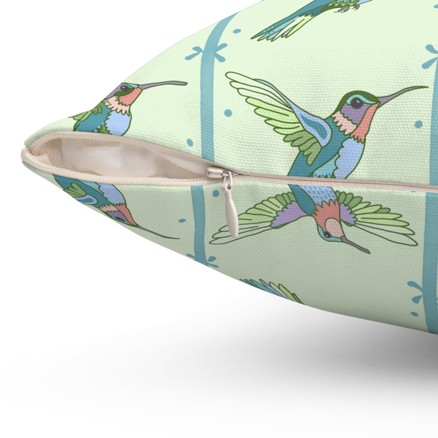 Hummingbird Morning Throw Pillow - Green