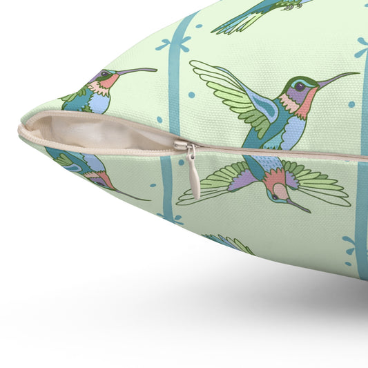 Hummingbird Morning Throw Pillow - Green