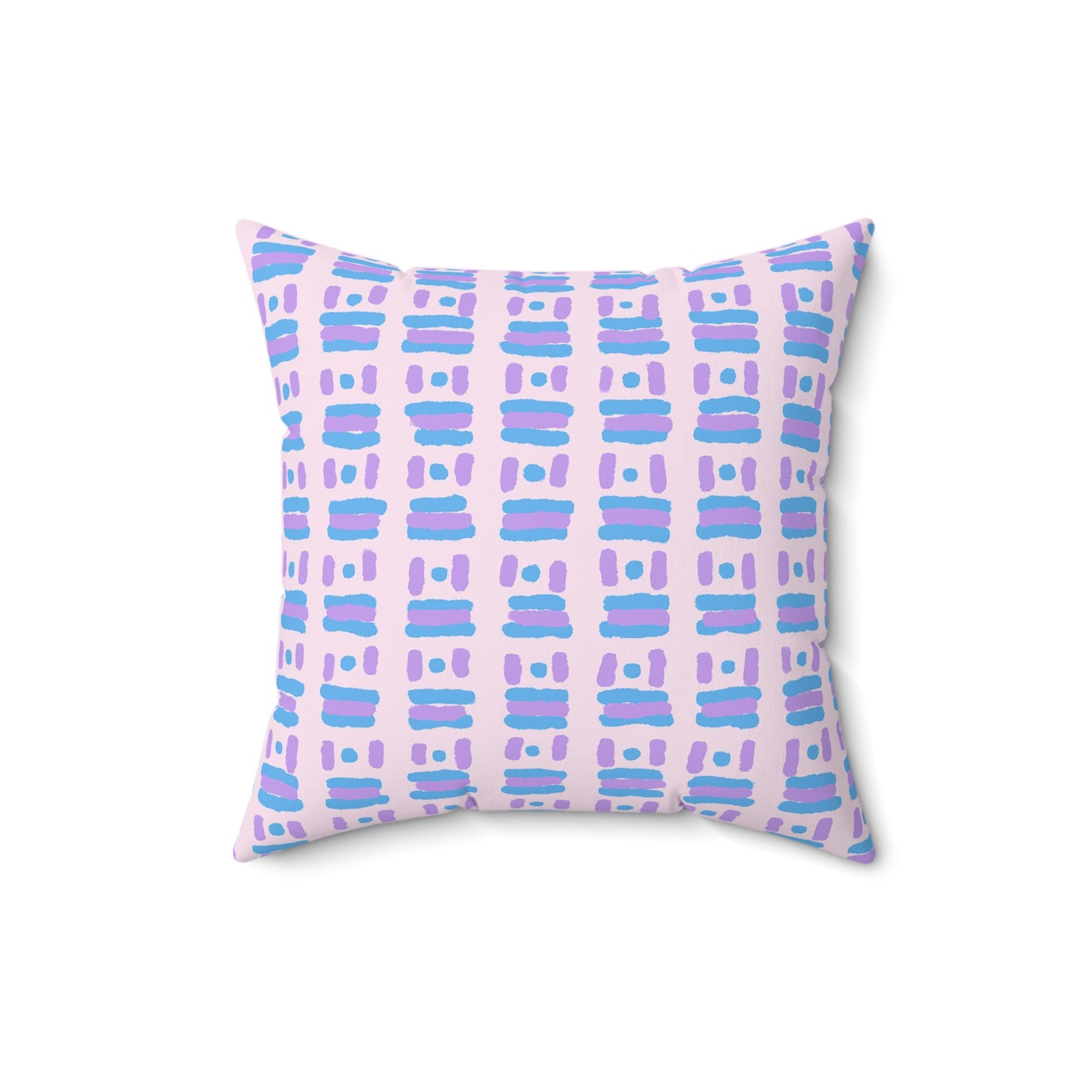 Dots and Dashes Freehand - Cute Blue and Lavender on Pink