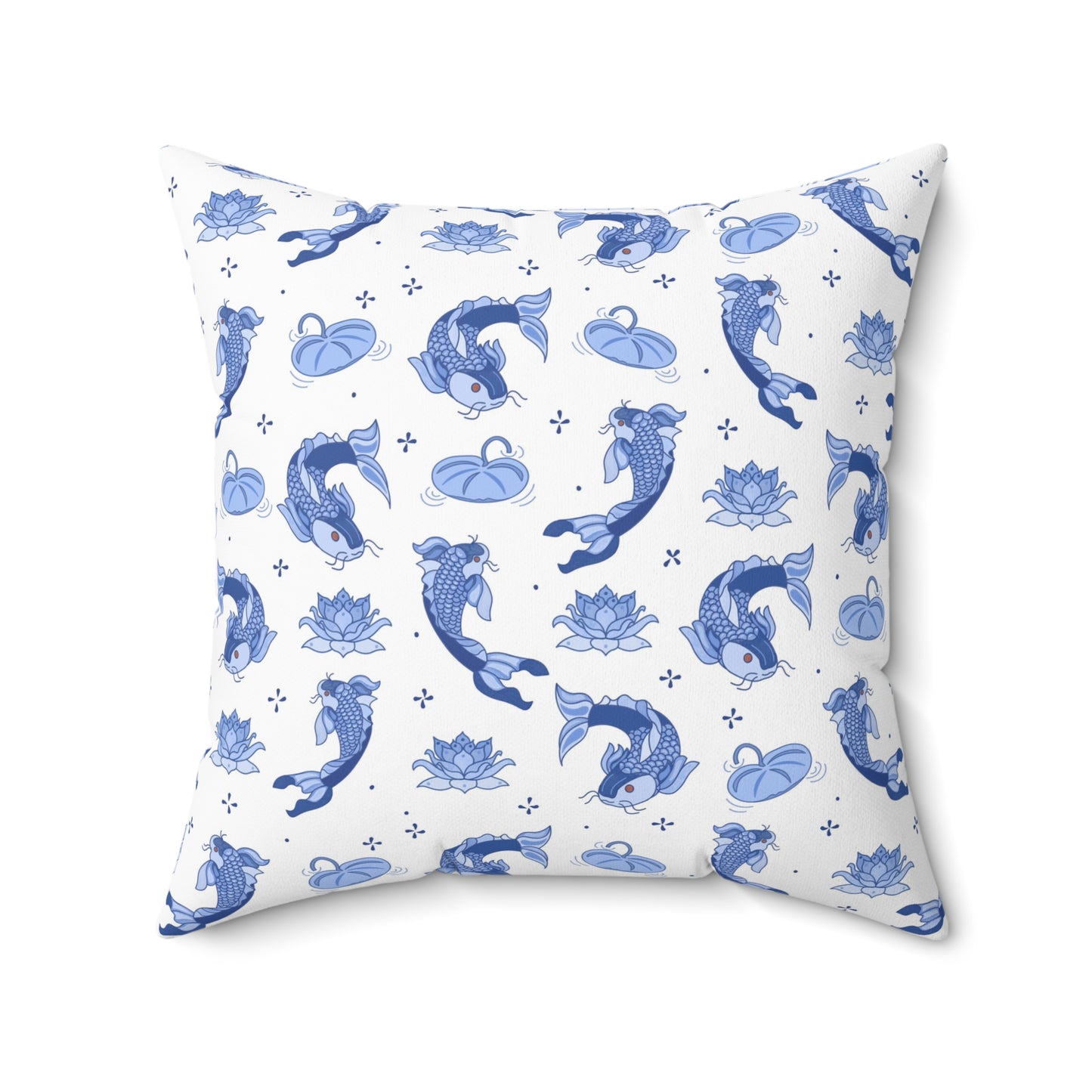 Koi Pond Throw Pillow, Chinoiserie Floral Decorative Pillow