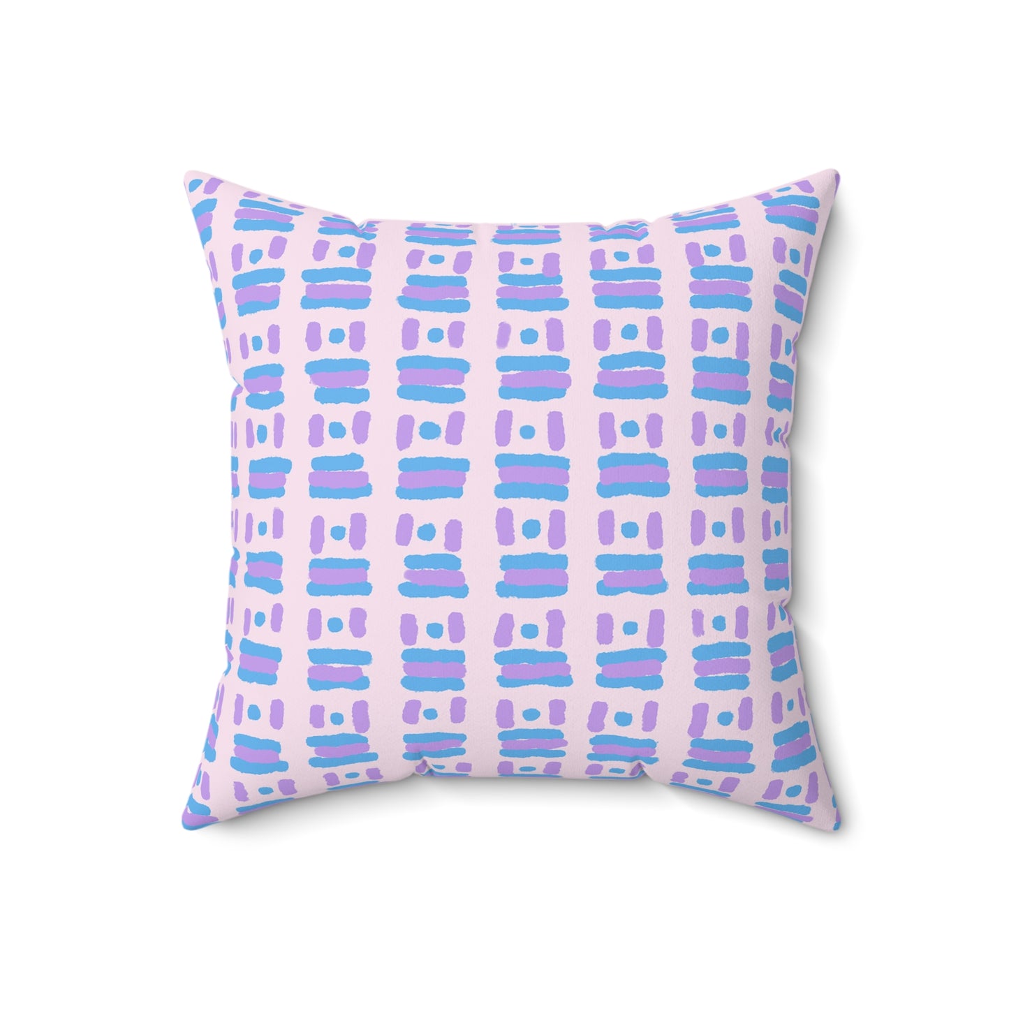 Dots and Dashes Freehand - Cute Blue and Lavender on Pink