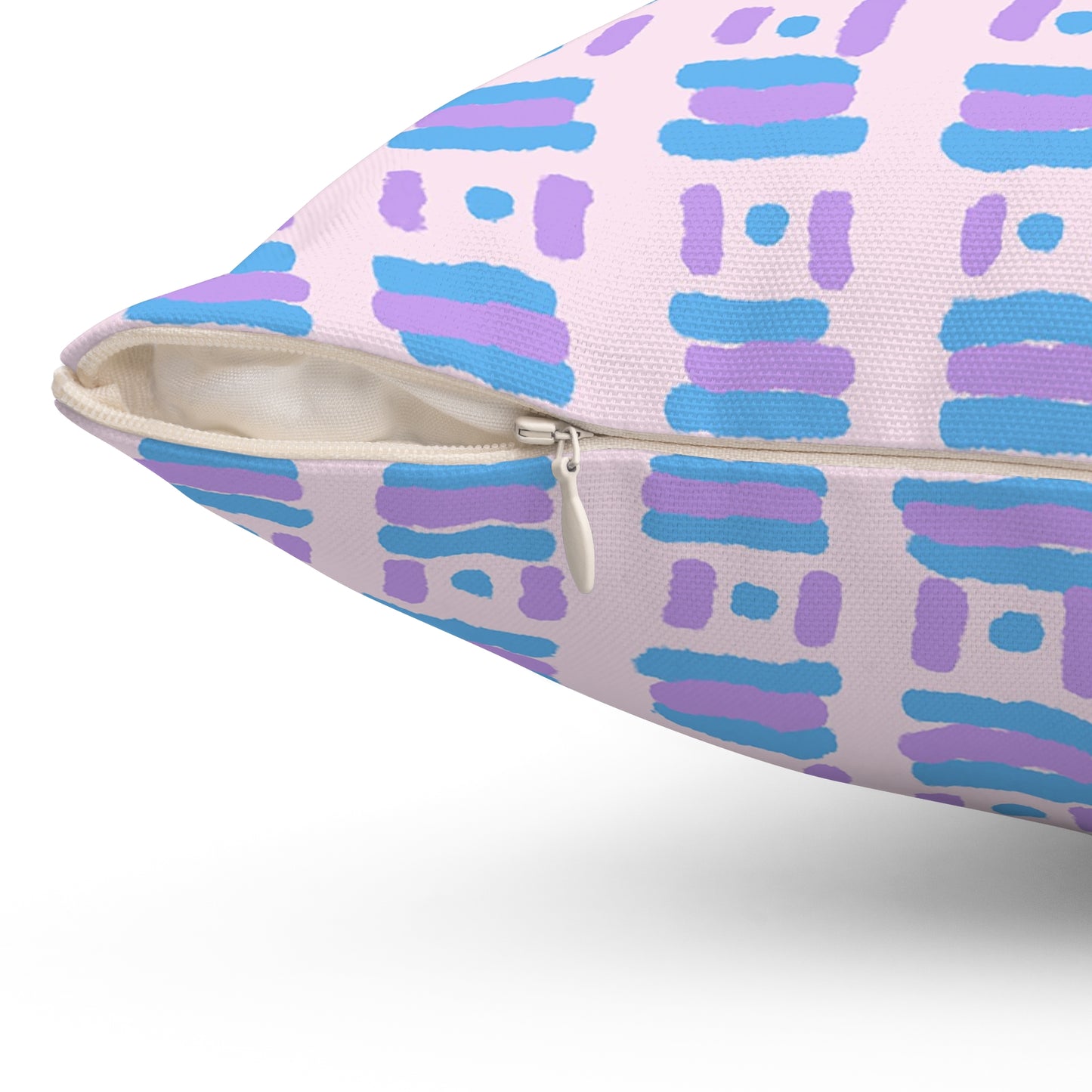 Dots and Dashes Freehand - Cute Blue and Lavender on Pink
