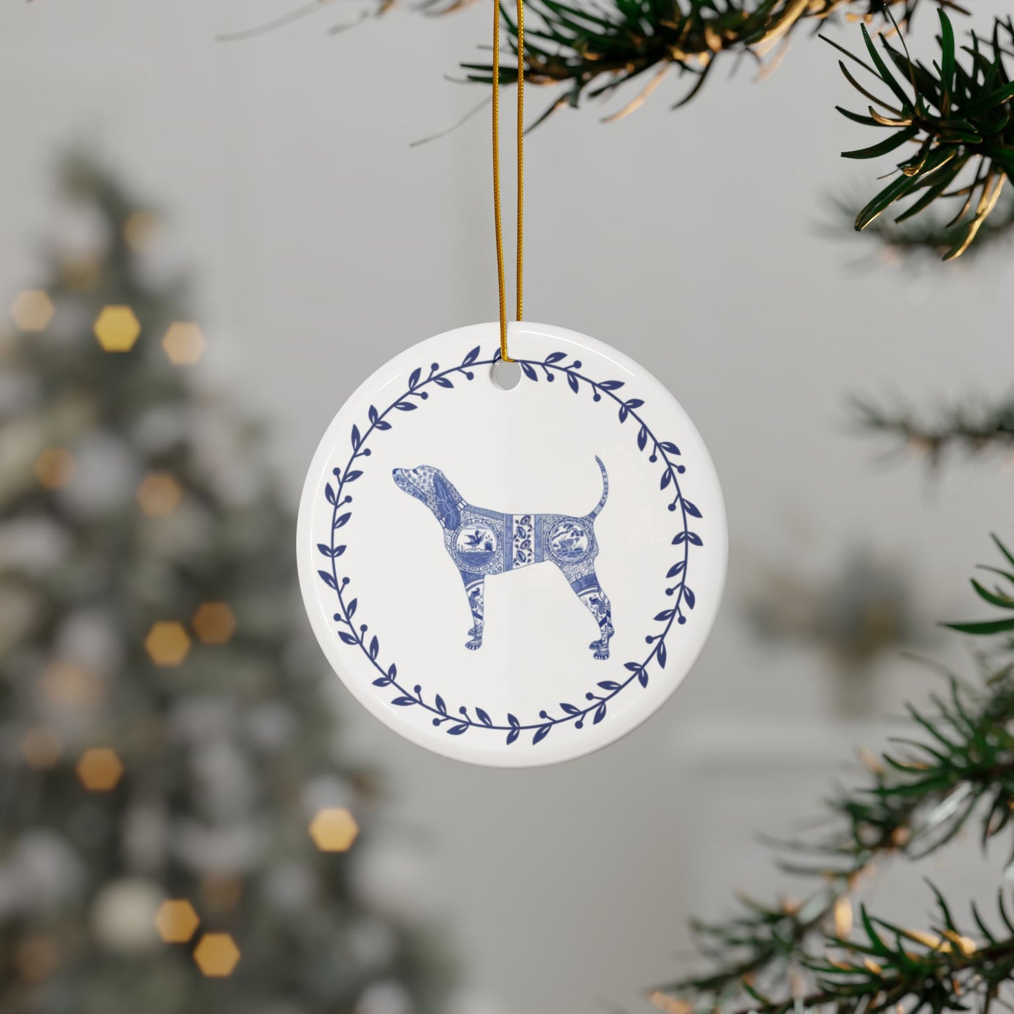 Dog Ornaments, Coonhound Chinoiserie Style