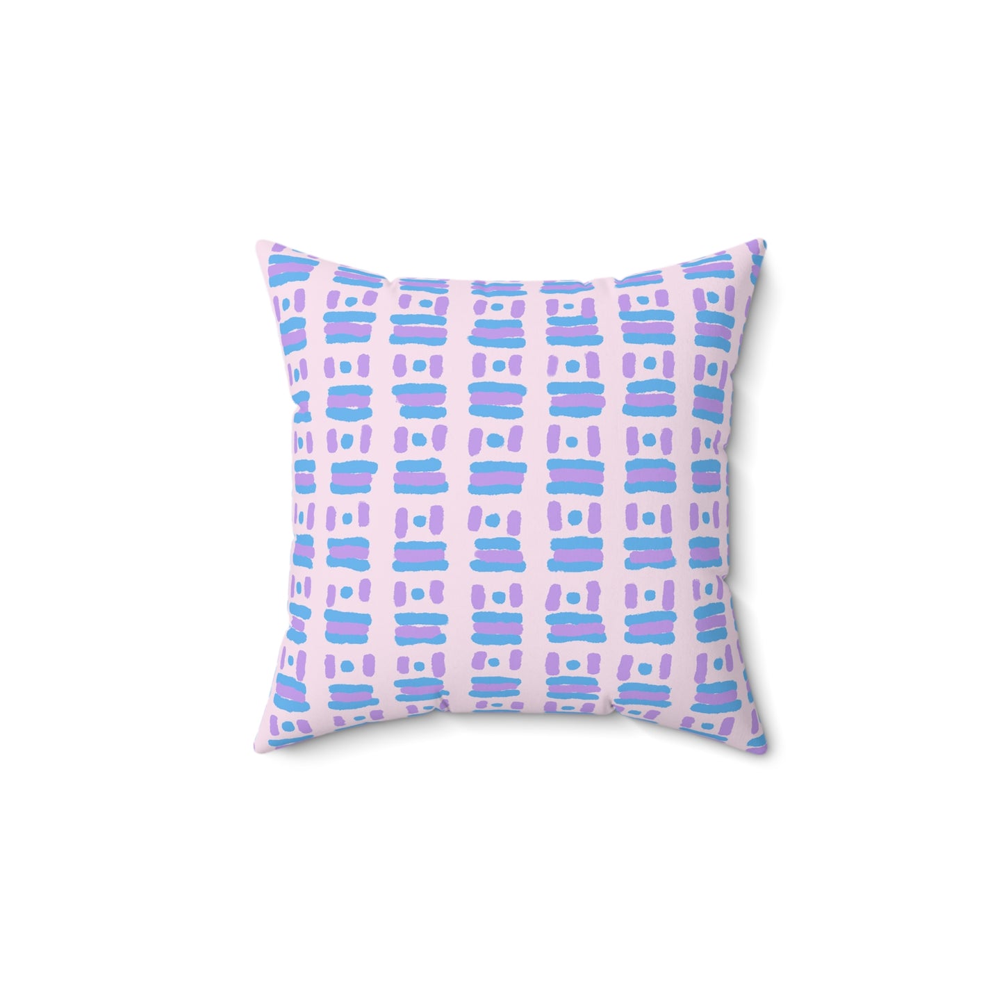 Dots and Dashes Freehand - Cute Blue and Lavender on Pink
