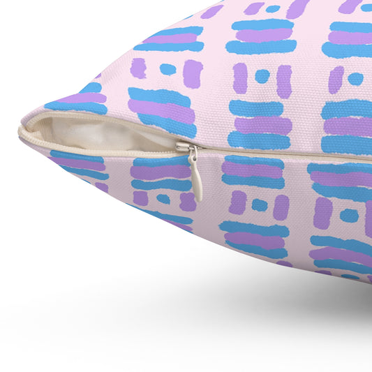 Dots and Dashes Freehand - Cute Blue and Lavender on Pink