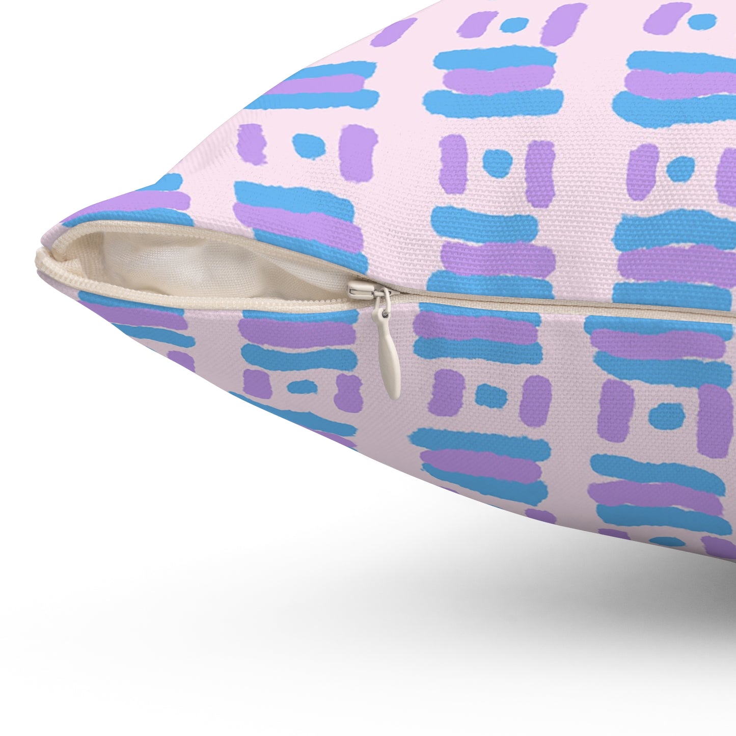 Dots and Dashes Freehand - Cute Blue and Lavender on Pink
