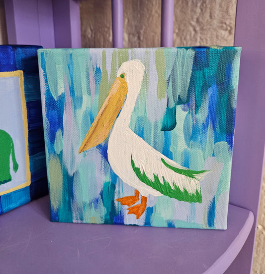 Pelican on Blue - Small Art