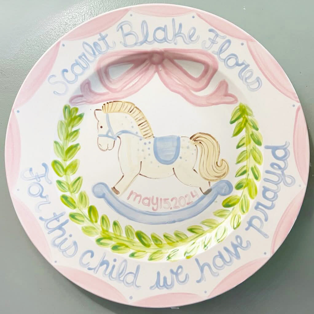 Birthday Plate - Rocking Horse - Pink