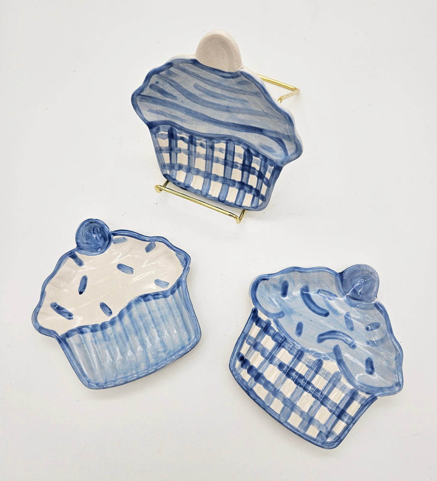 Ceramic Cupcake Dishes - Blue, Sweet Treat, Party Dishes