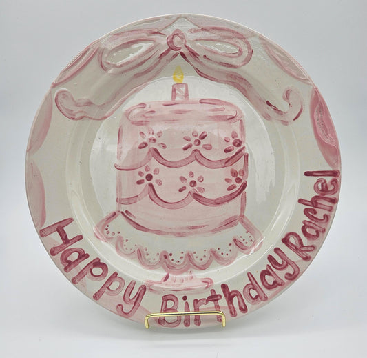 Birthday Plate - Scalloped Cake and Bow Design