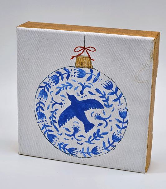 Chinoiserie Style Christmas Shelfies - Small Canvas Shelf Art, Holiday Art