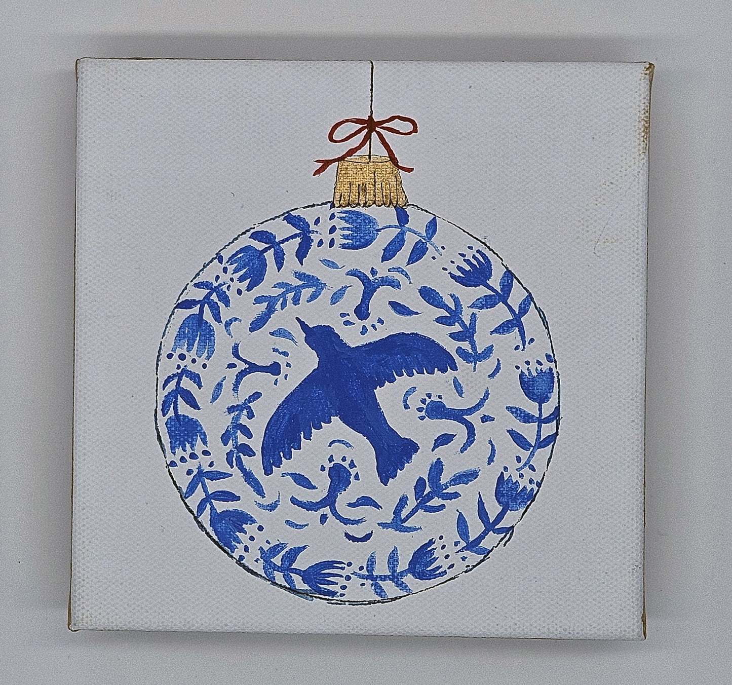 Chinoiserie Style Christmas Shelfies - Small Canvas Shelf Art, Holiday Art
