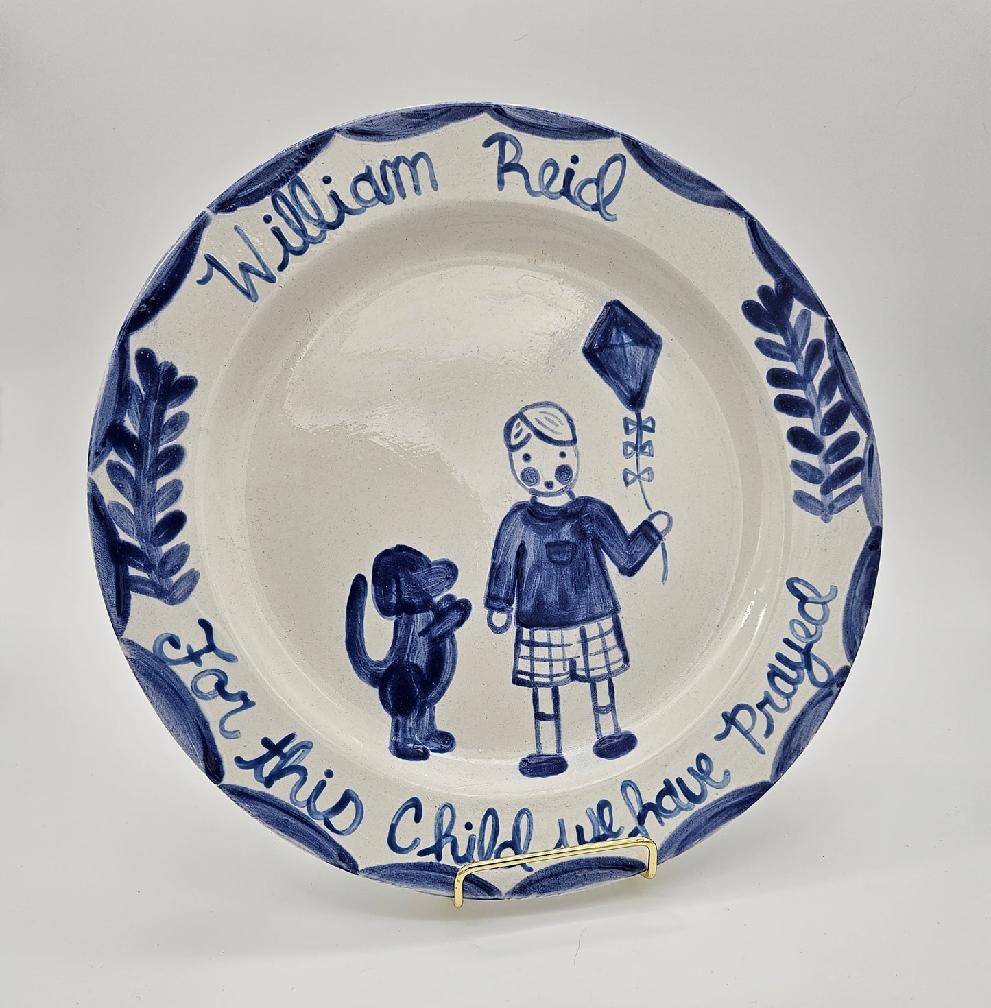 Birthday Plate Portrait For This Child Dog and Kite