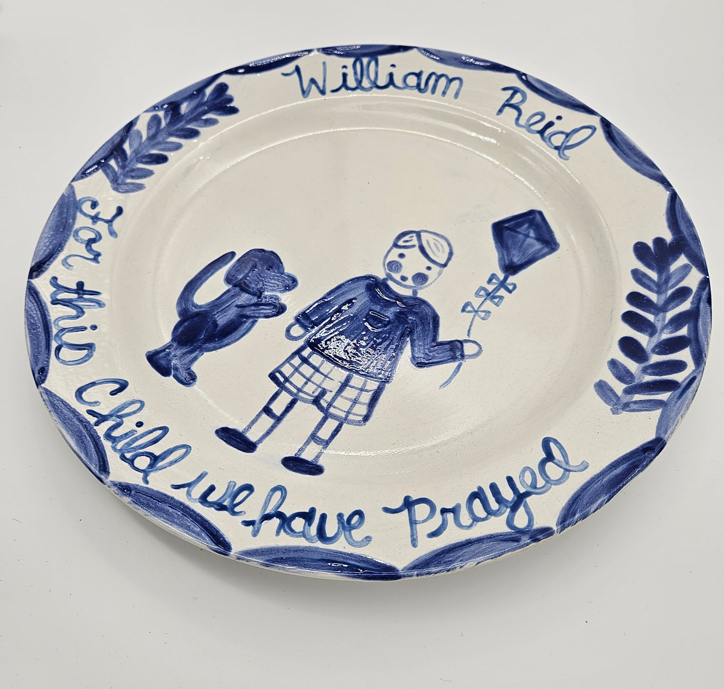 Birthday Plate Portrait For This Child Dog and Kite