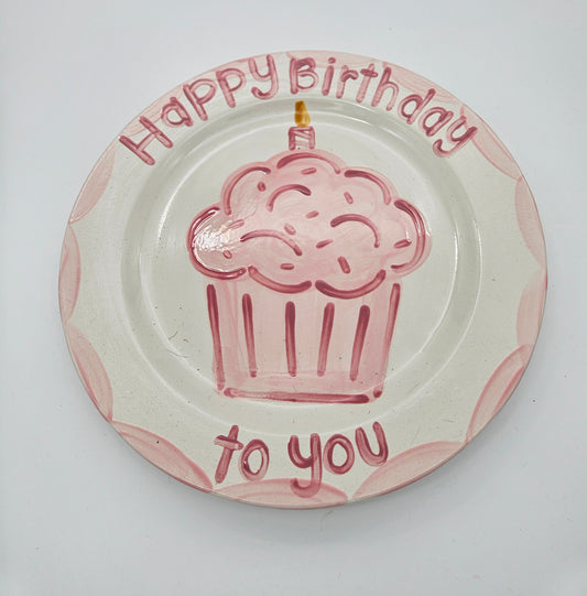 Birthday Plate - Cupcake With Scallops Design