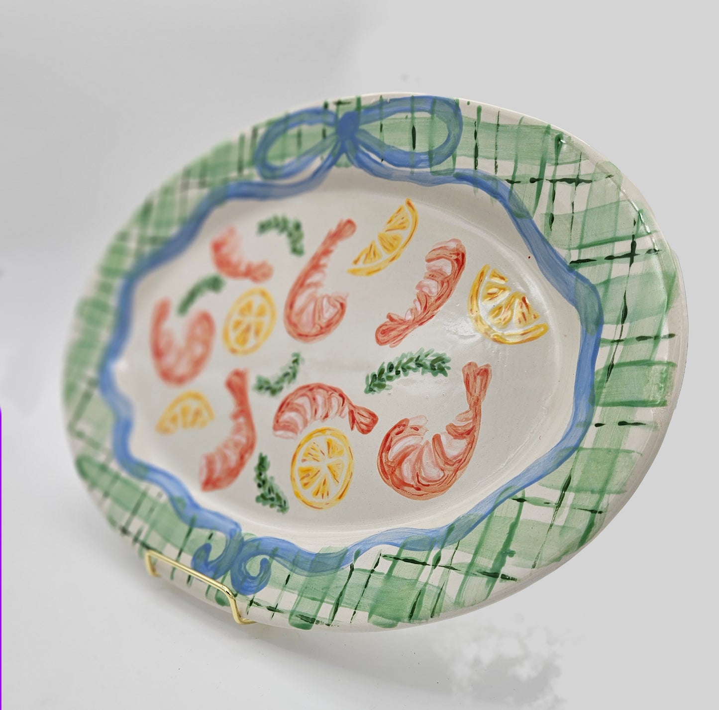 Handpainted Shrimp Platter 15"
