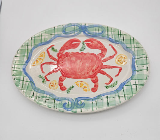 Handpainted Crab Platter 15"