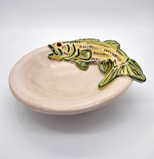 Bass Fish Serving Bowl 8" - Artisan Pottery
