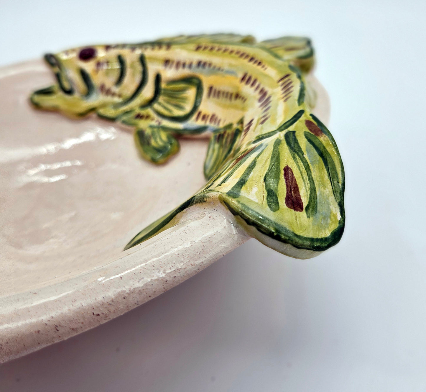 Bass Fish Serving Bowl 8" - Artisan Pottery