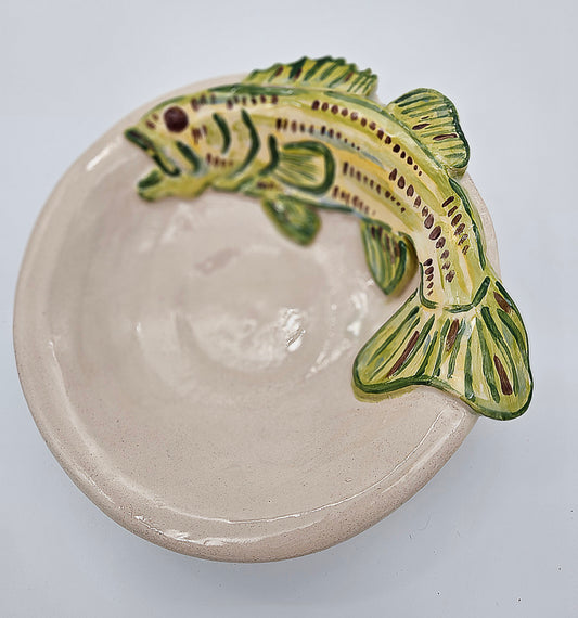 Bass Fish Serving Bowl 8" - Artisan Pottery
