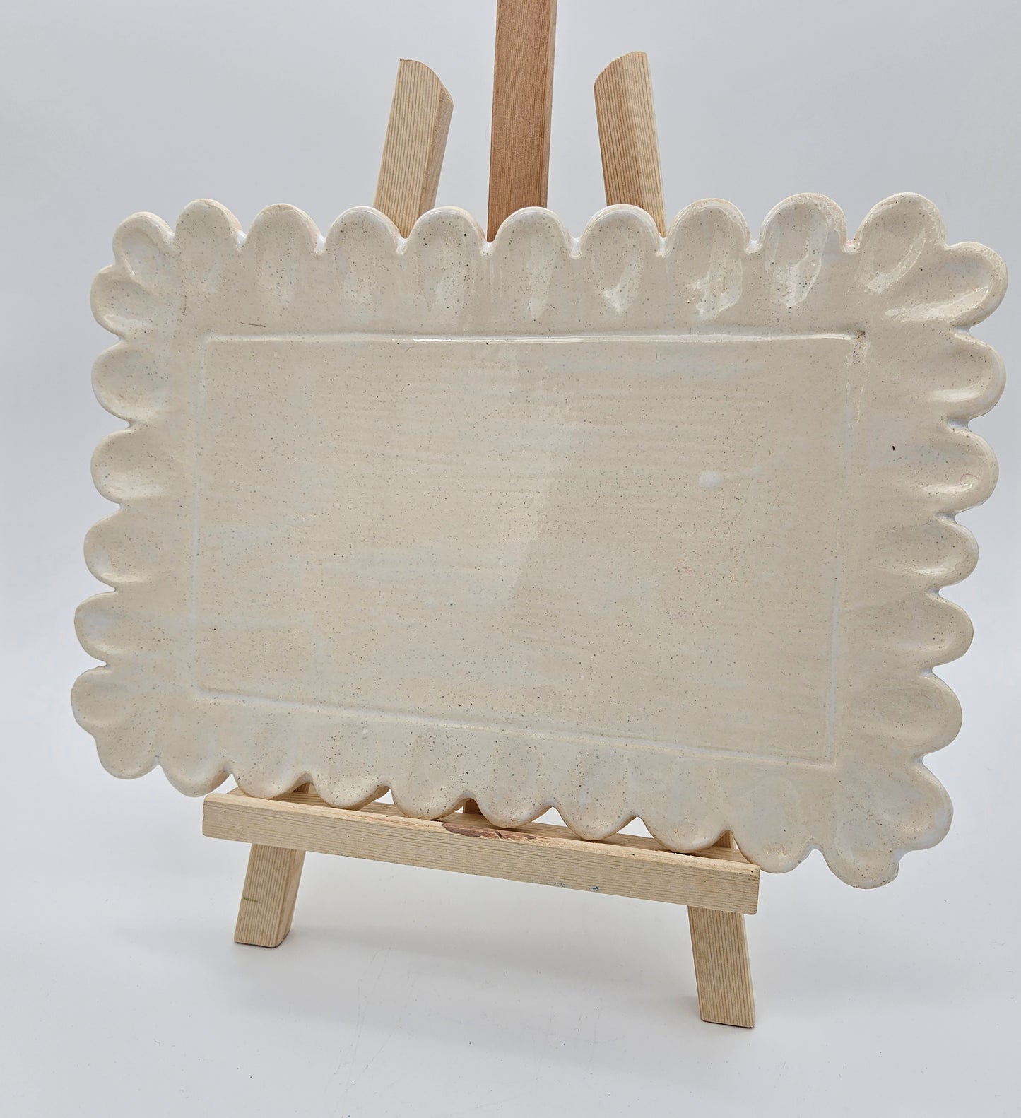 Scalloped Cheese Tray 12" - Artisan Pottery