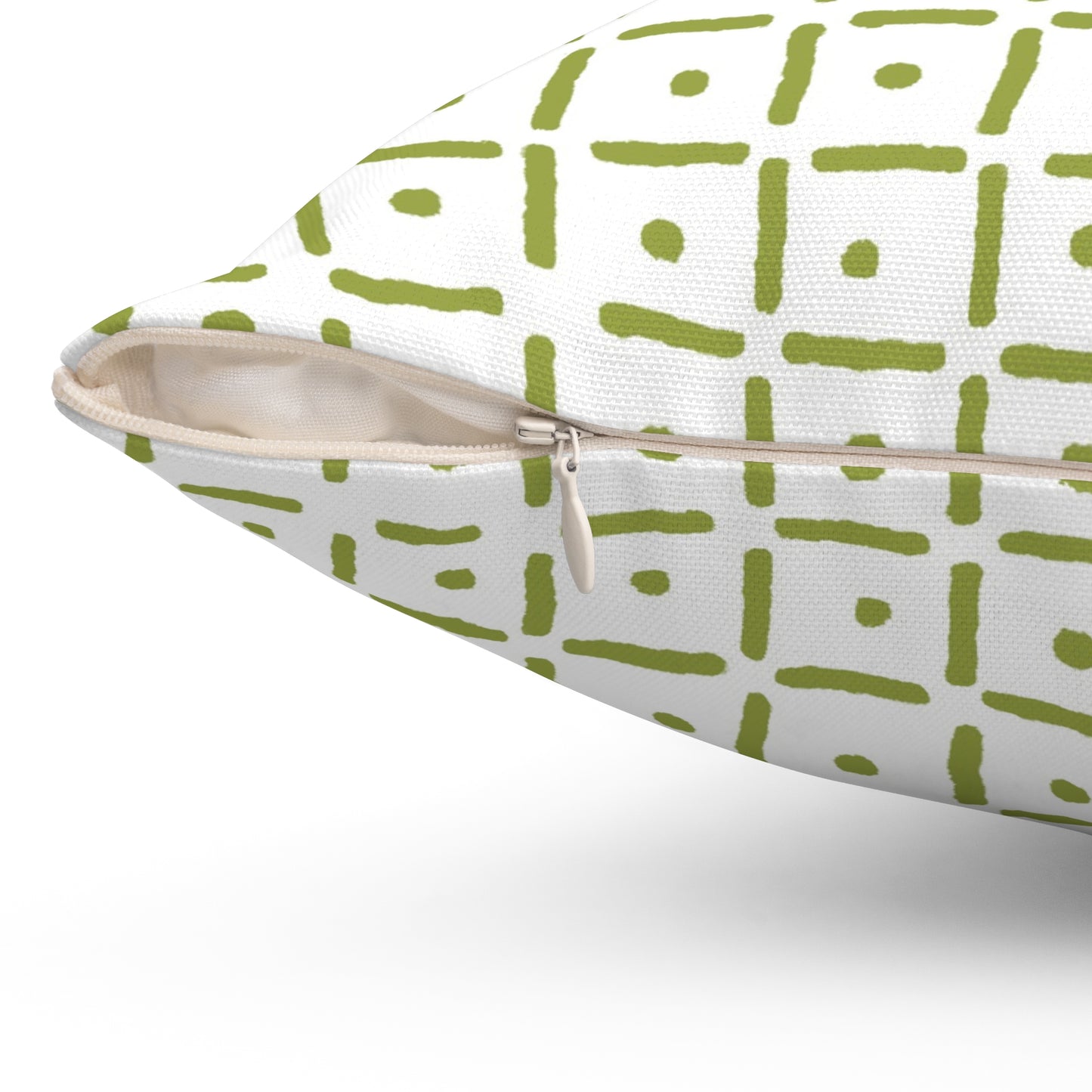 Playful Dotted Squares Throw Pillow - Green on White