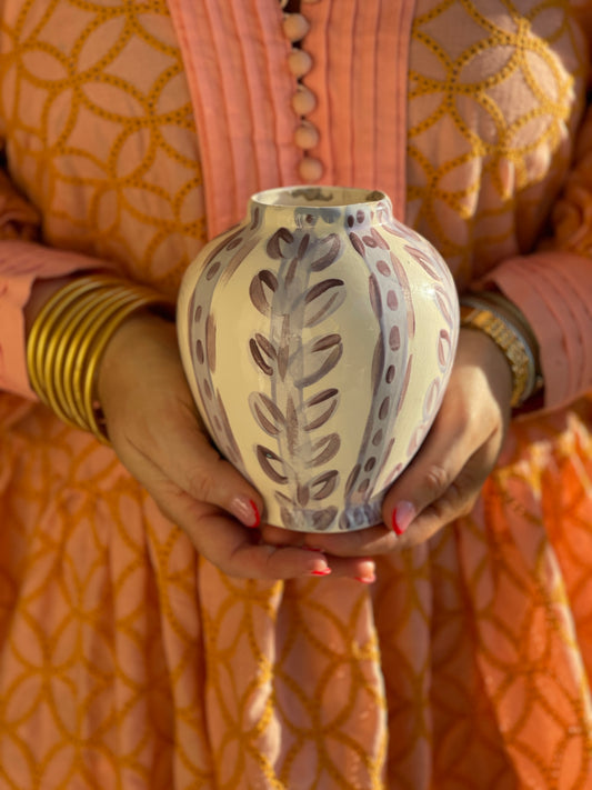 Signature Vine Print Hand Painted Vase - Lavender Small