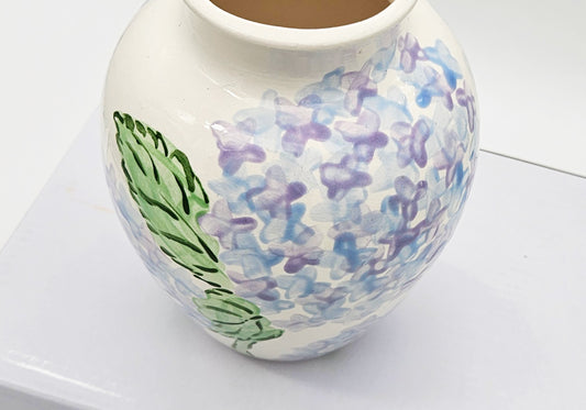 Hand Painted Ginger Jar 12" - Hydrangea Bouquets