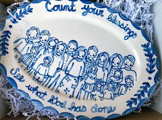 Family Portrait Platter - Oval - Count Your Blessings
