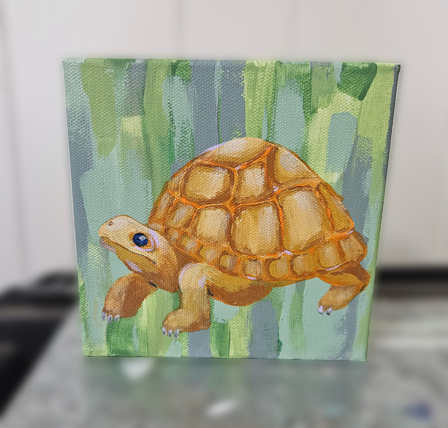 Turtle on Green - Small Art