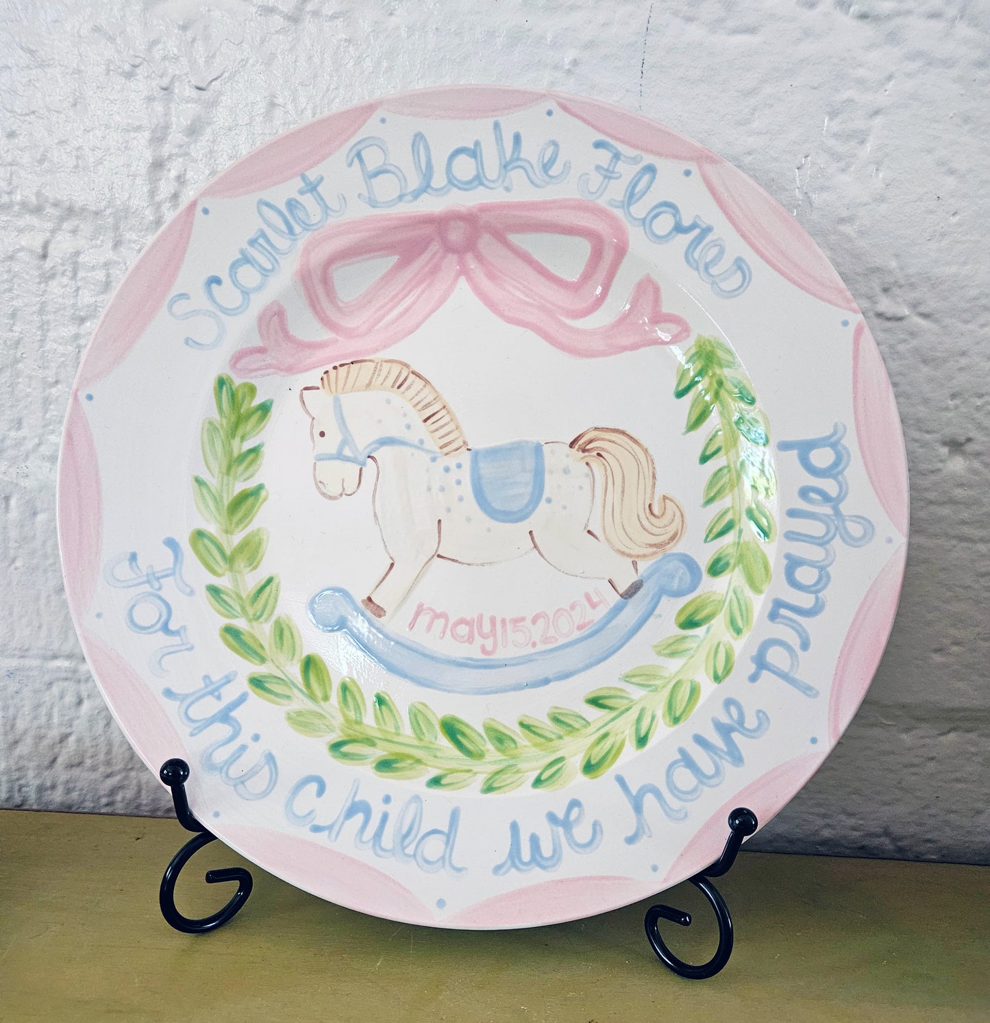 Birthday Plate - Rocking Horse - Pink