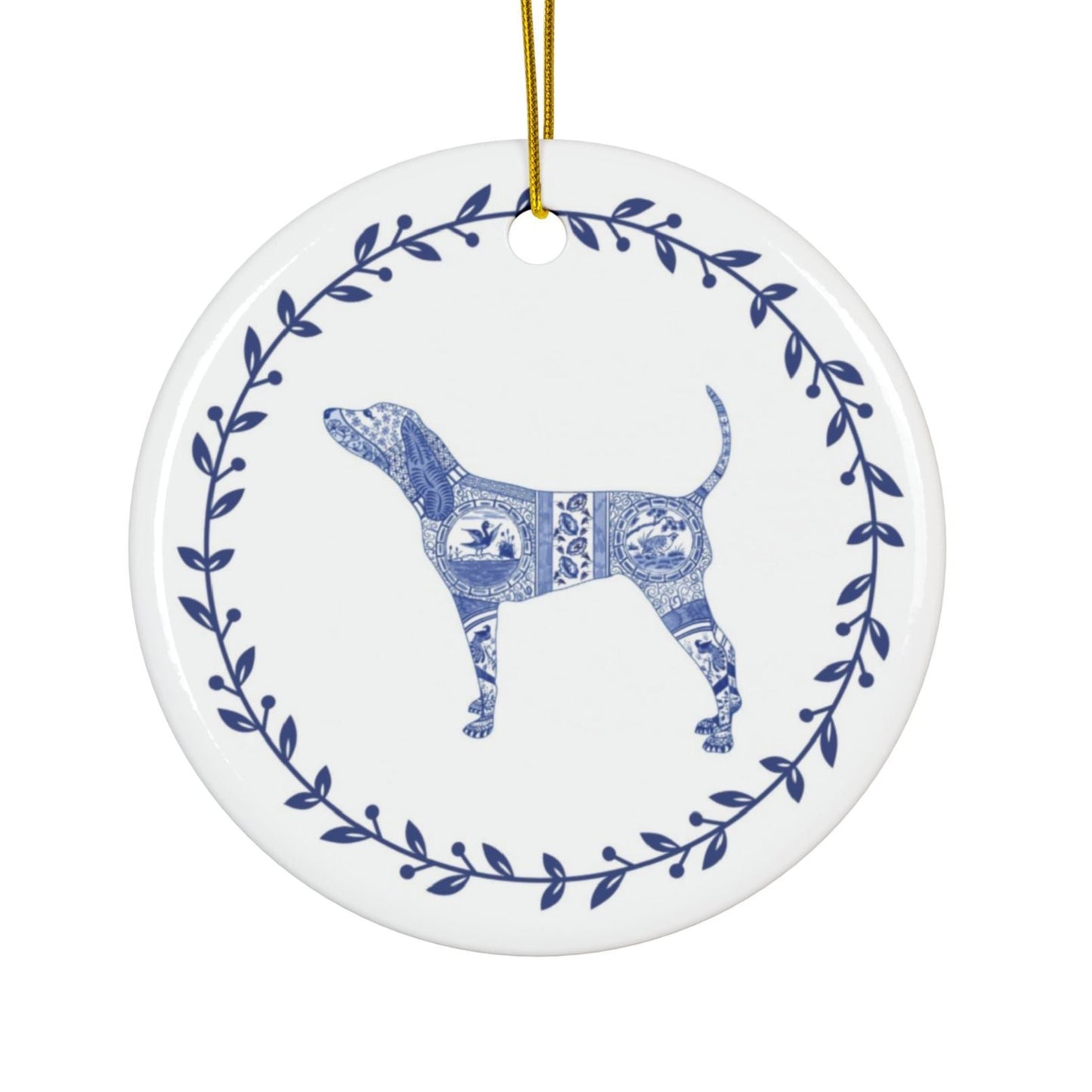 Dog Ornaments, Coonhound Chinoiserie Style