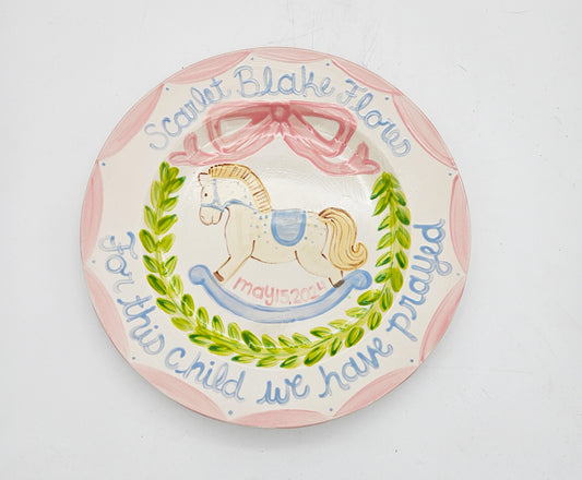 Birthday Plate - Rocking Horse - Pink