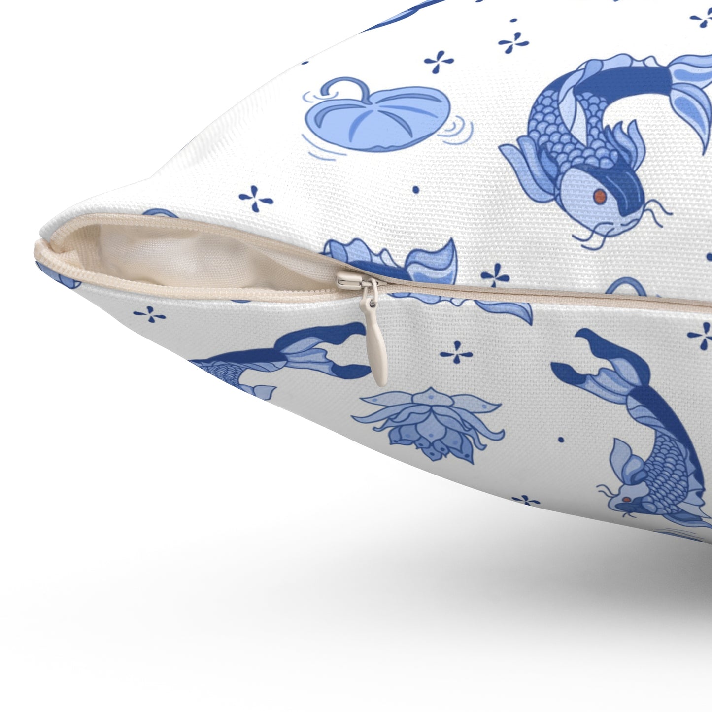 Koi Pond Throw Pillow, Chinoiserie Floral Decorative Pillow