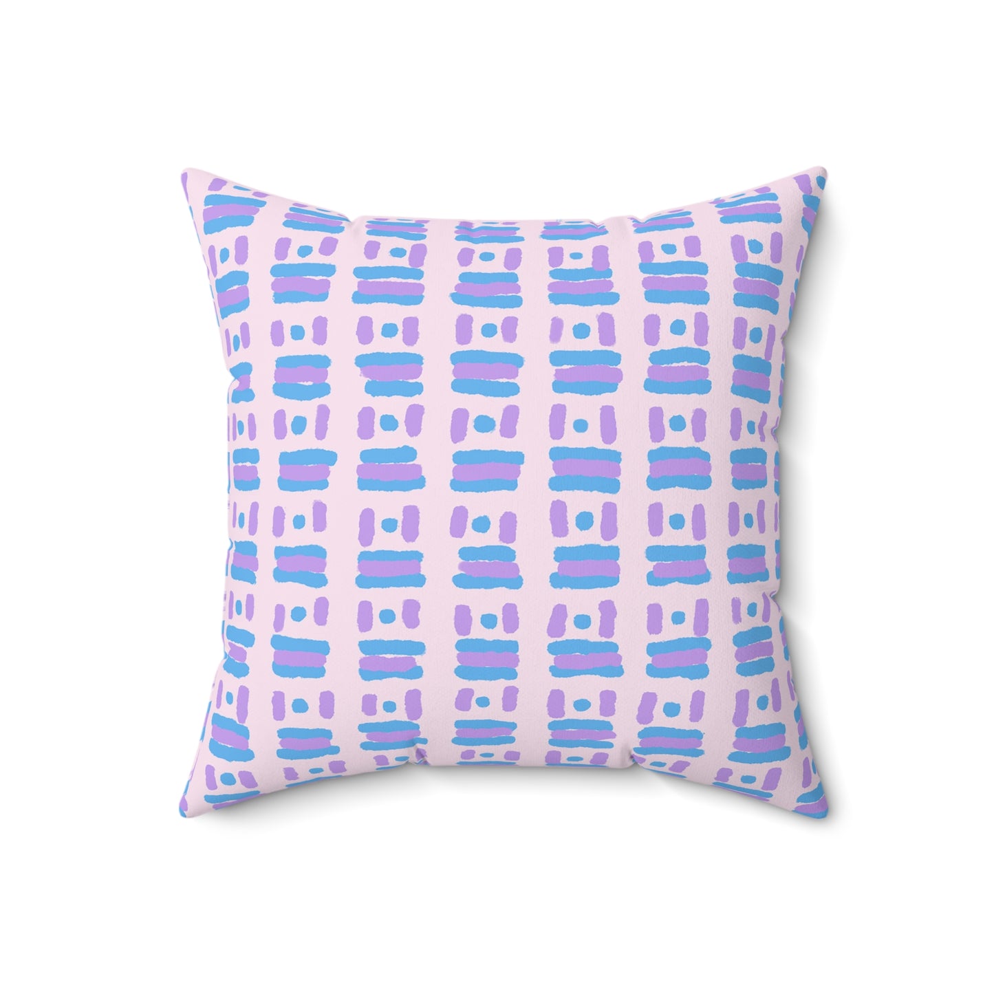 Dots and Dashes Freehand - Cute Blue and Lavender on Pink