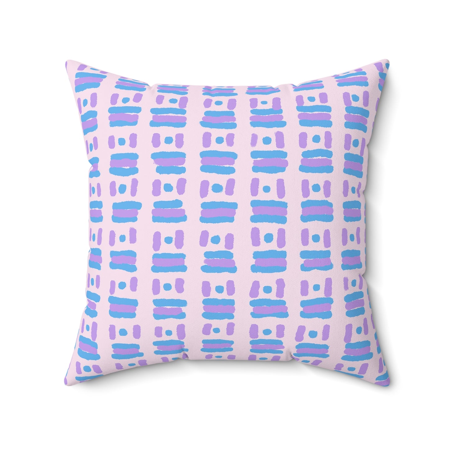 Dots and Dashes Freehand - Cute Blue and Lavender on Pink