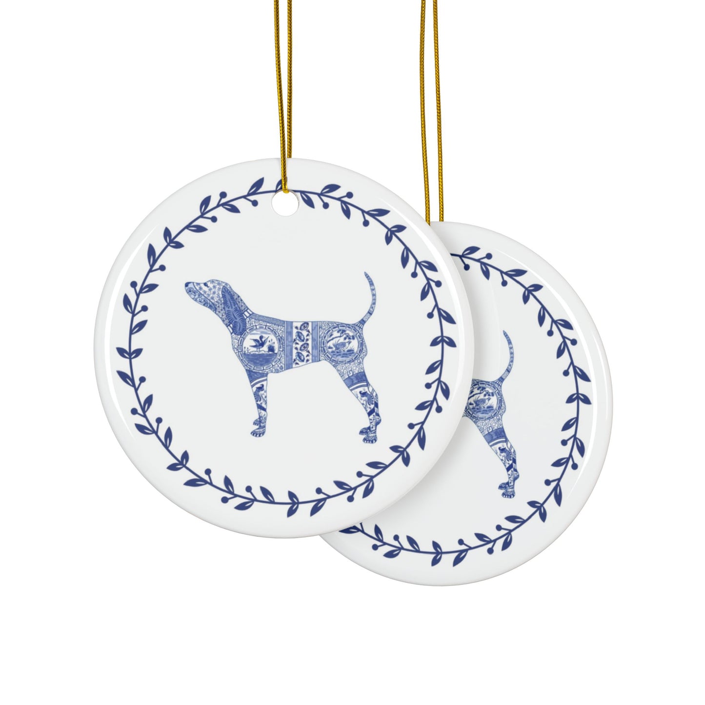 Dog Ornaments, Coonhound Chinoiserie Style