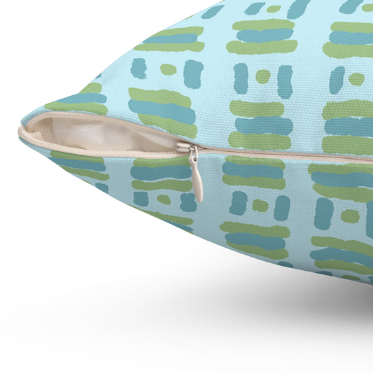 Dots and Dashes Freehand - Fun Green on Blue