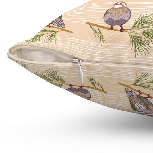 Bobwhite Quail in the Pines Pillow - Beige