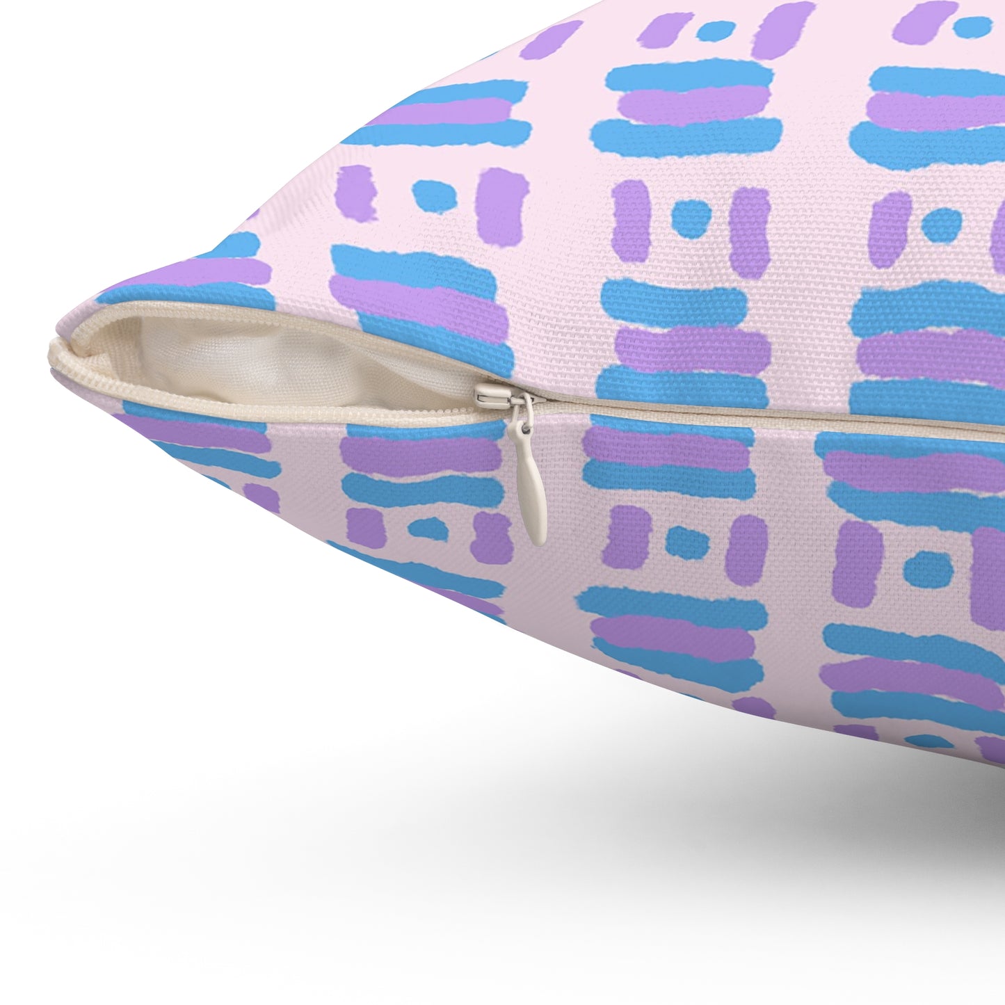 Dots and Dashes Freehand - Cute Blue and Lavender on Pink