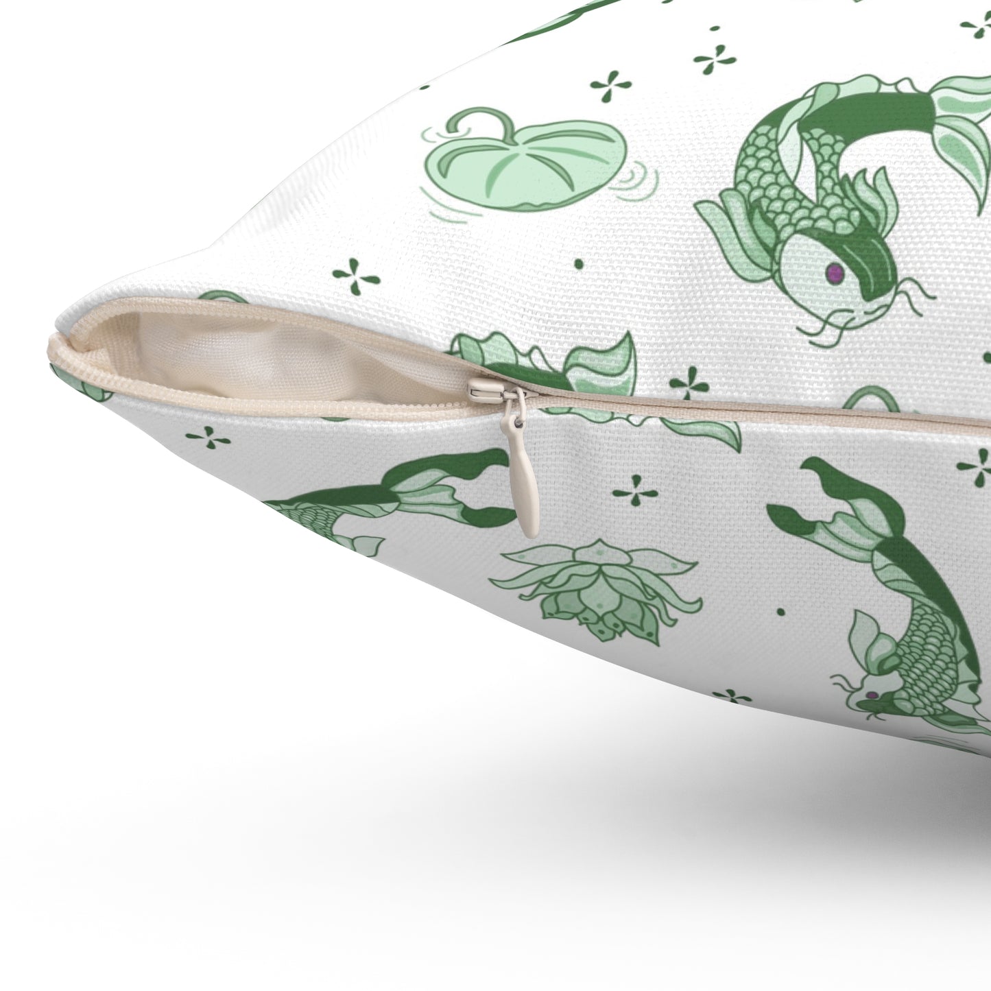 Koi Pond Throw Pillow - Green