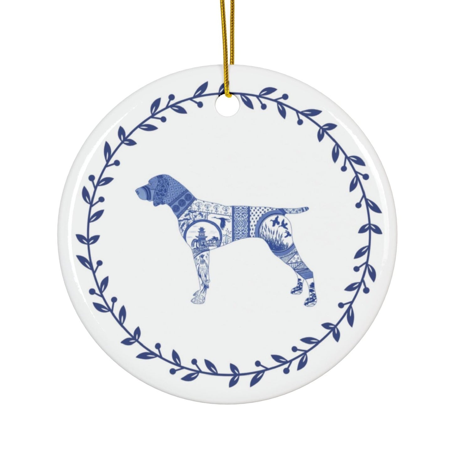 Dog Ornaments, German Shorthair Pointer Chinoiserie Style