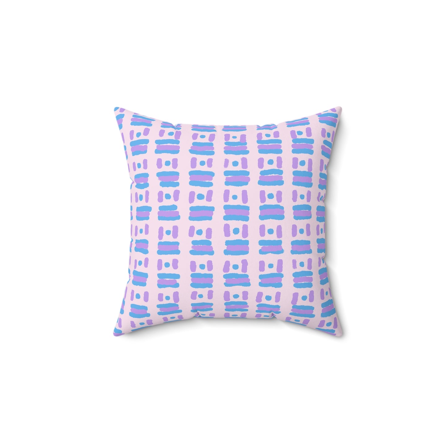 Dots and Dashes Freehand - Cute Blue and Lavender on Pink