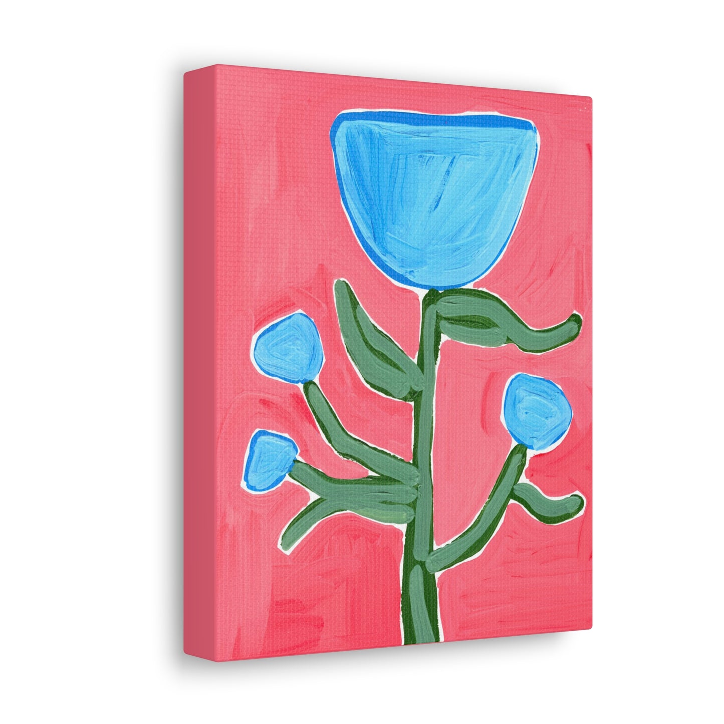 Canvas Print - Abstract Blue Flowers on Pink