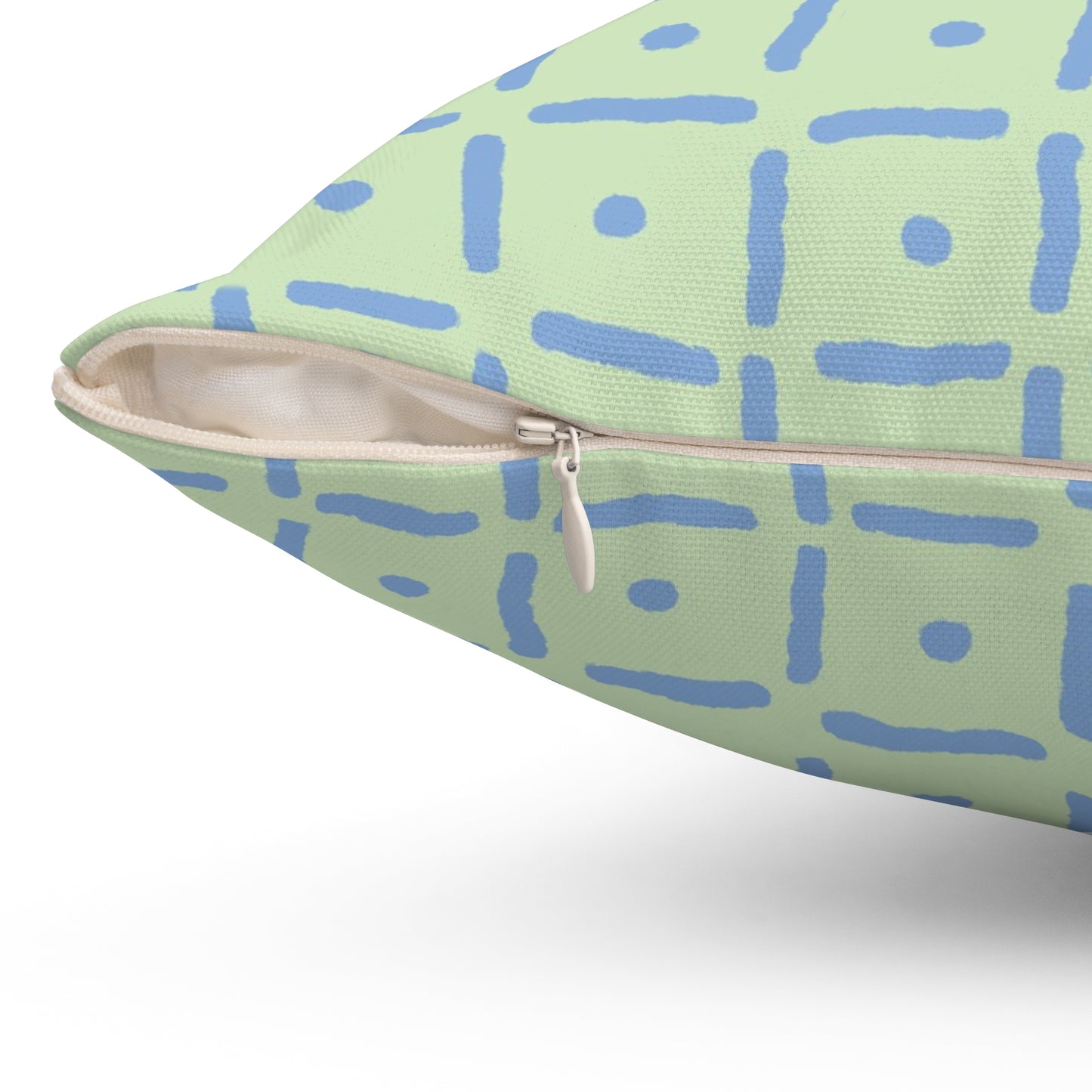 Playful Dotted Squares Throw Pillow - Blue on Green